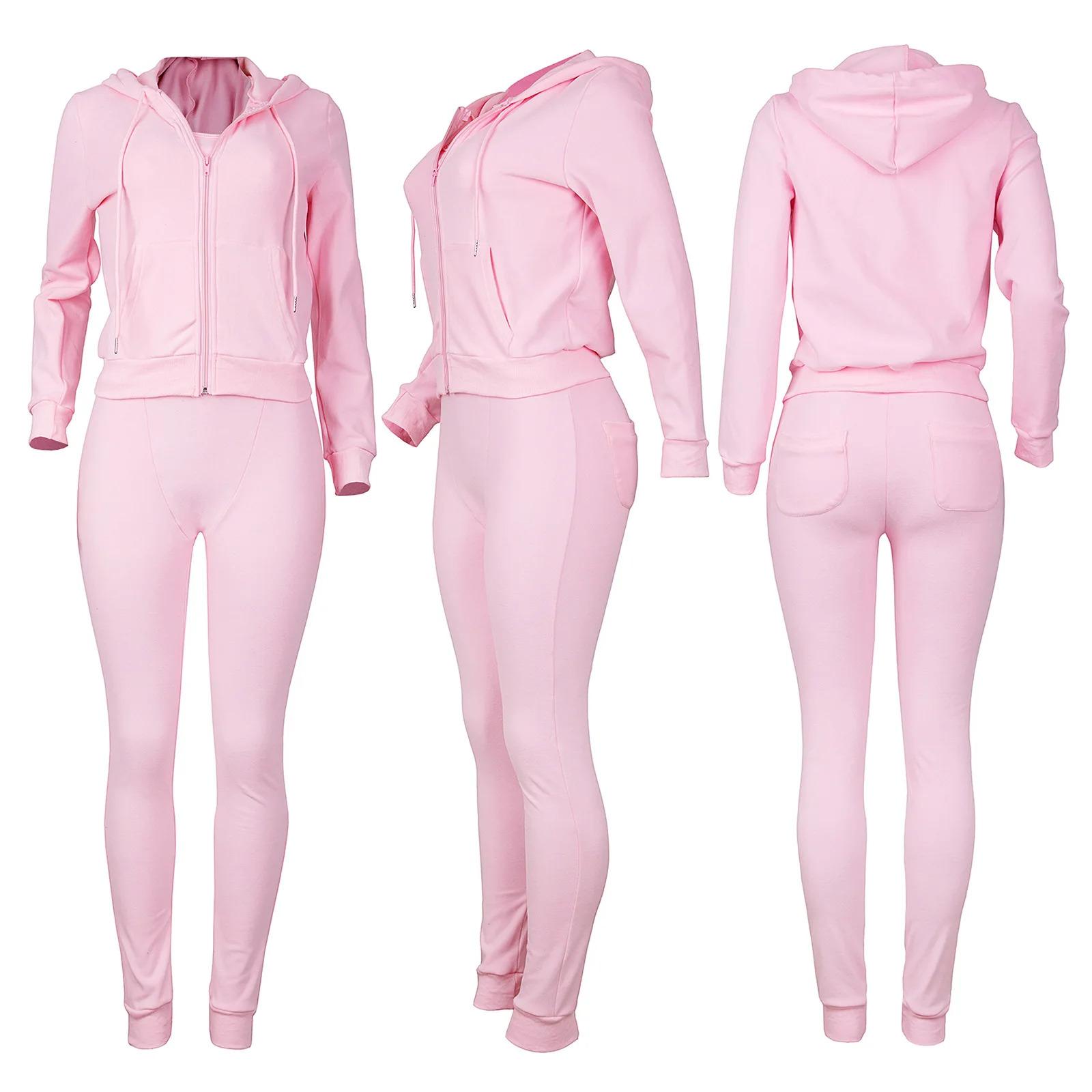 Women Thick Fleece 3 Piece  Sweatpants & Vest & Hoodies Jackets  Fall Winter Jogger Luxury Outfit Sweatsuit Tracksuits Set Athletic Style Activewear High Waist Sports233