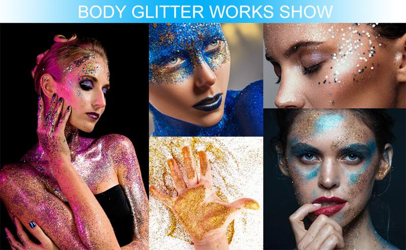 Green Gold Face Body Hair Glitter Gel for St. Patrick's Day Mardi Gras Festival Rave Accessories, Long Lasting Holographic Chunky Mermaid Sequins Glitter Gel Makeup for Women Men Kids, 1oz