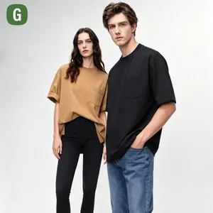 Unisex 1/3 Pack Heavyweight Cotton Oversized T-Shirt 260G Short Sleeve Boxy Fit Pocket Tee Streetwear Baggy Crewneck for Big and Tall Plain Thick Top for Workout & Outdoor For Men & Women