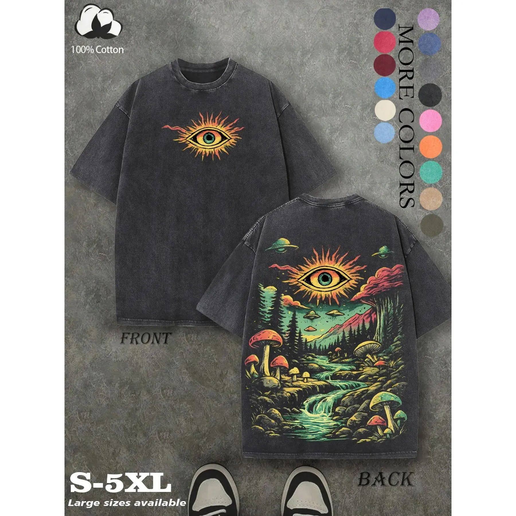 Vintage T Shirts Heavyweight Water Washed - Alternative Metal Band Tour Graphic Tee, Oversized T Shirt Relaxed Fit, Trendy T-Shirts For Men And Women, Retro Streetwear Casual Campus Commute Music Gift