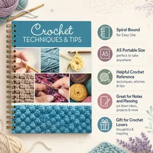 Crochet Techniques and Tips A5 Spiral Notebook Crochet Guide Journal for Beginners Stitch Notes Craft Project Gift