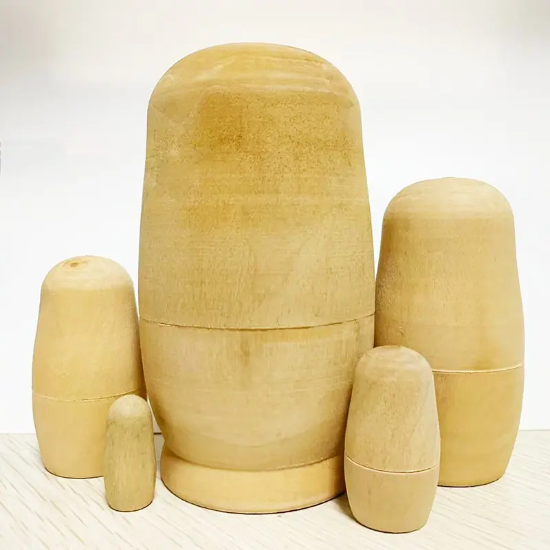 5-Piece DIY Blank Home Decor Set, Handmade Wooden Russian Dolls, Stacking Dolls, Kids Educational Toys, Holiday Gifts, Christmas & New Year Presents