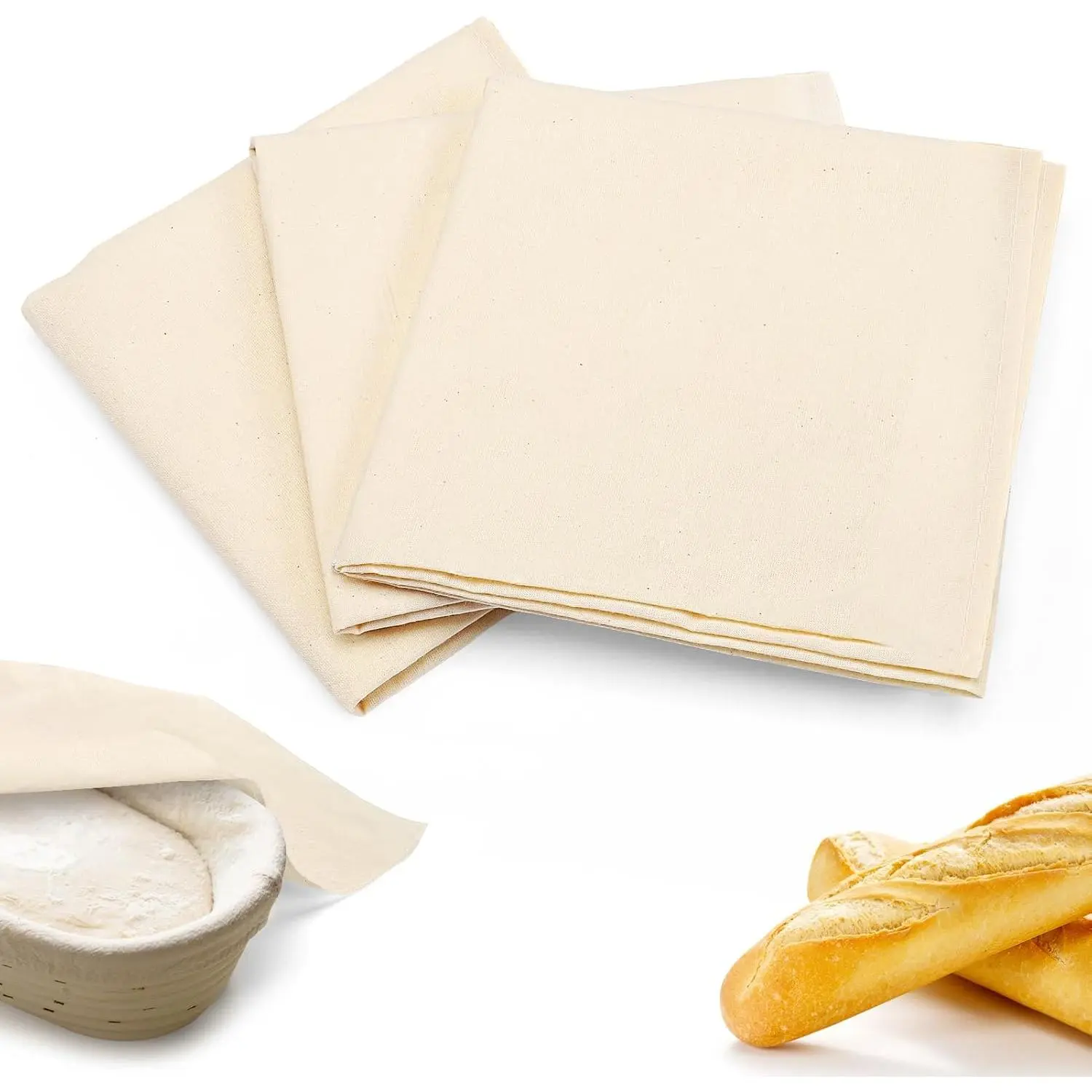 Unbleached Square Flour Sack Towels (3 Count, 28"x28") - Breathable Home Care Cleaning Cloths, Sourdough Bread Baking Proofing Supplies for Loaves, Cover for Dough Rising