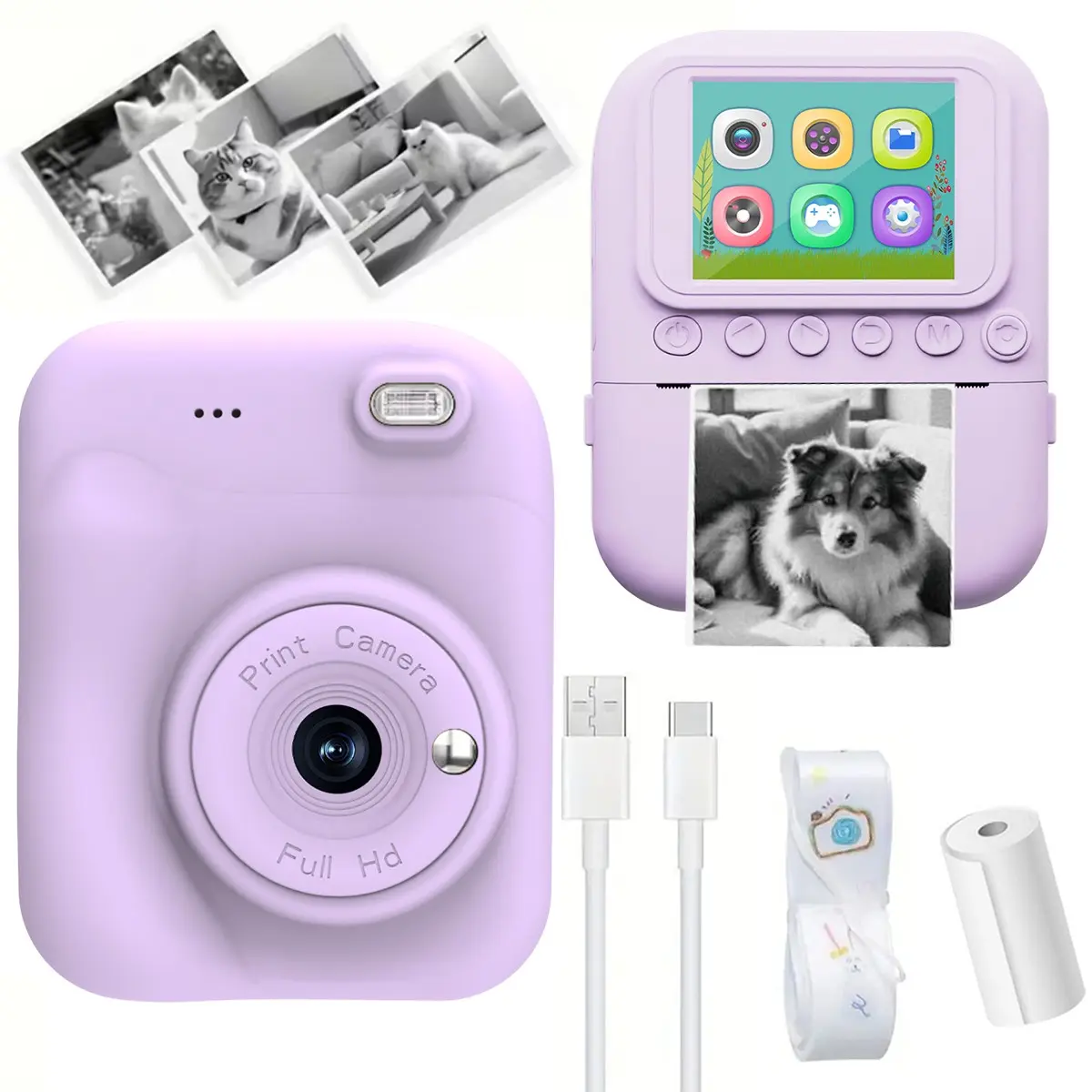 Digital Camera Instant Print, Instant Cameras, 1080P HD Digital Camera, Multiple Shooting Modes, Ideal Gift for Photography Lovers, Creative Tool, Printer Camera