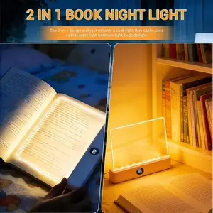 LED Acrylic Flat Reading Light Rechargeable Eye Protective Night Book Lamp for Bedroom Dorm Office 3 Colors