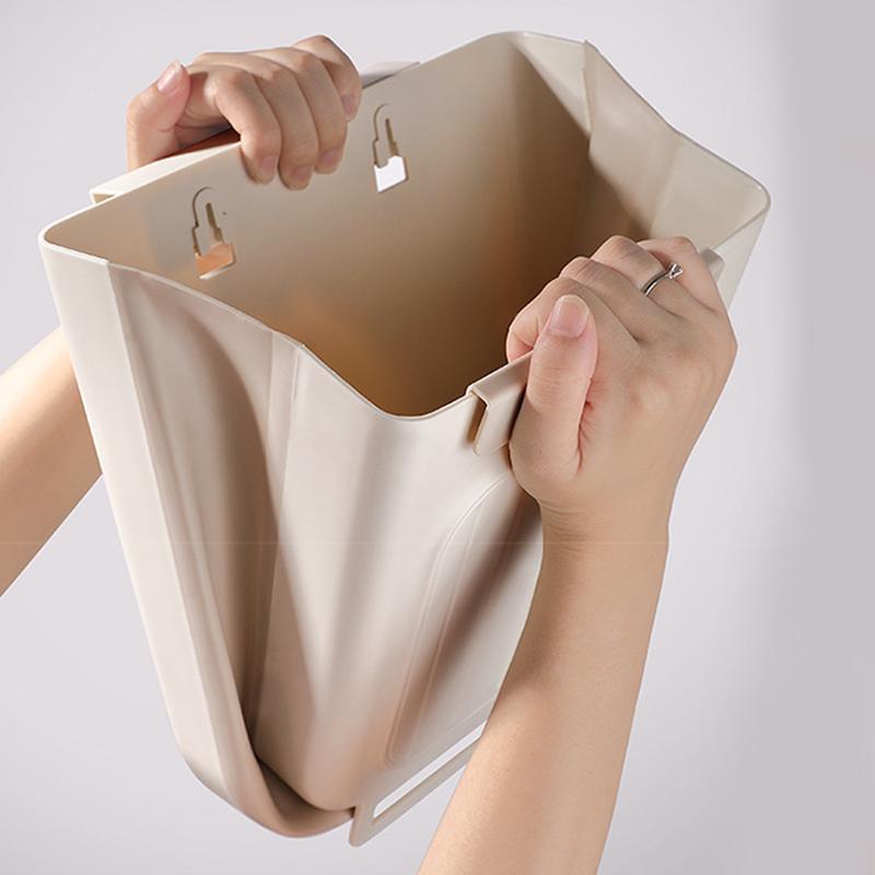 Foldable Hanging Kitchen Trash Can, Touchless Slim Garbage Bucket, Space-Saving Duty Waste Storage Accessory for Home