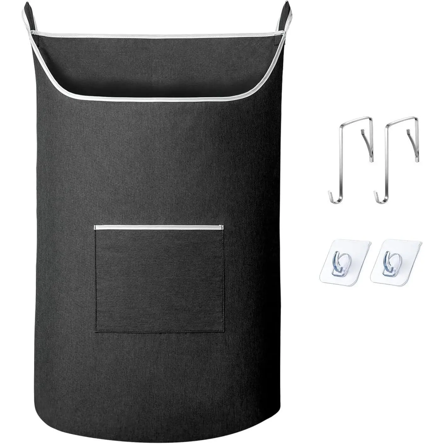 Black Hanging Laundry Hamper Bag, XL Door Hanging Hamper with Large Opening Laundry Hamper Storage Bag Large Size 36X22 Inch (Black)