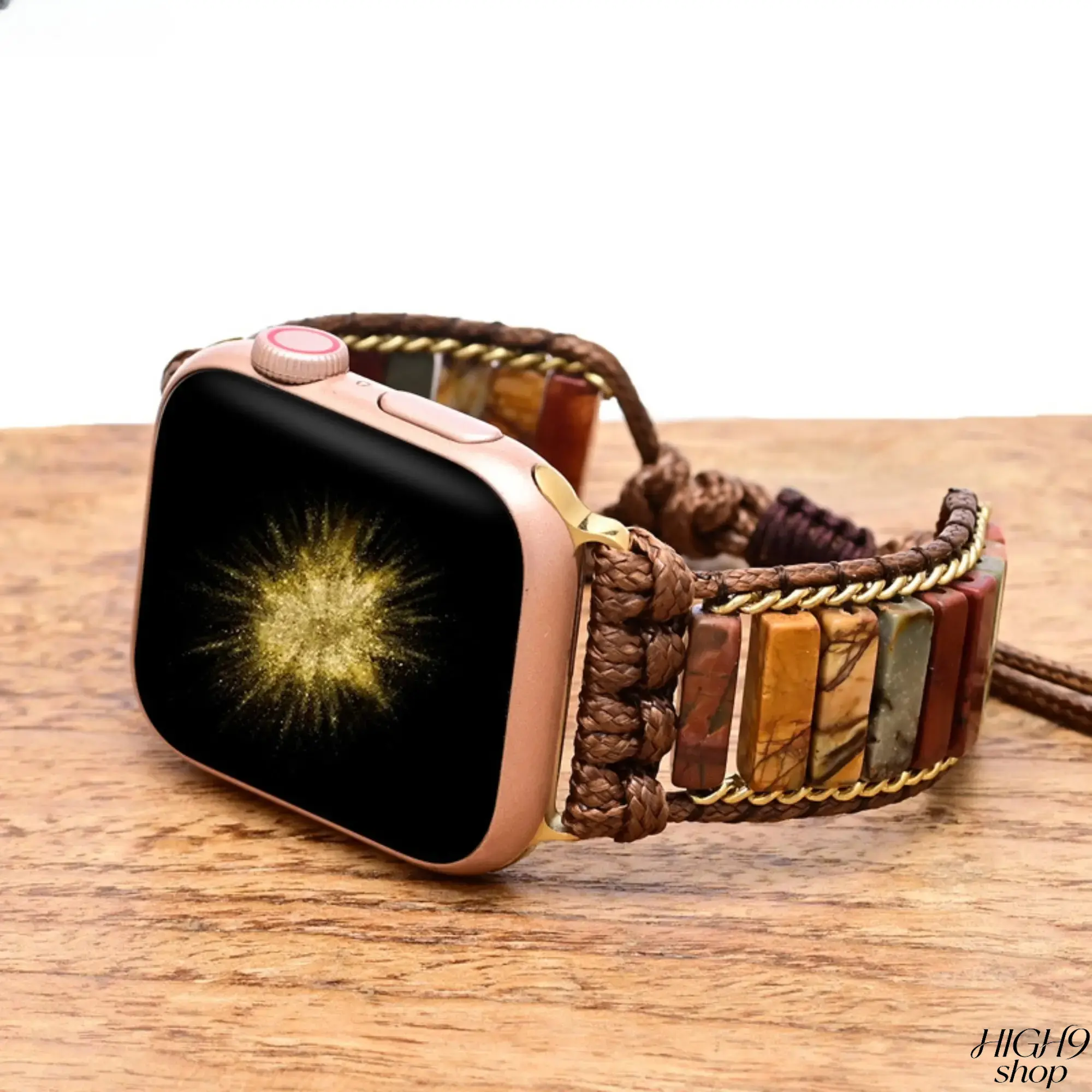 2026 Hot Selling Boho Turquoise Beaded Smartwatch Wrist Strap For Women, Handmade Natural Stone Adjustable Rectangle Woven Bracelet Band Available In 38mm To 49mm Sizes, Vintage Ethnic Stylish Wearable Accessory Perfect For Daily Outfits And Holiday Occas
