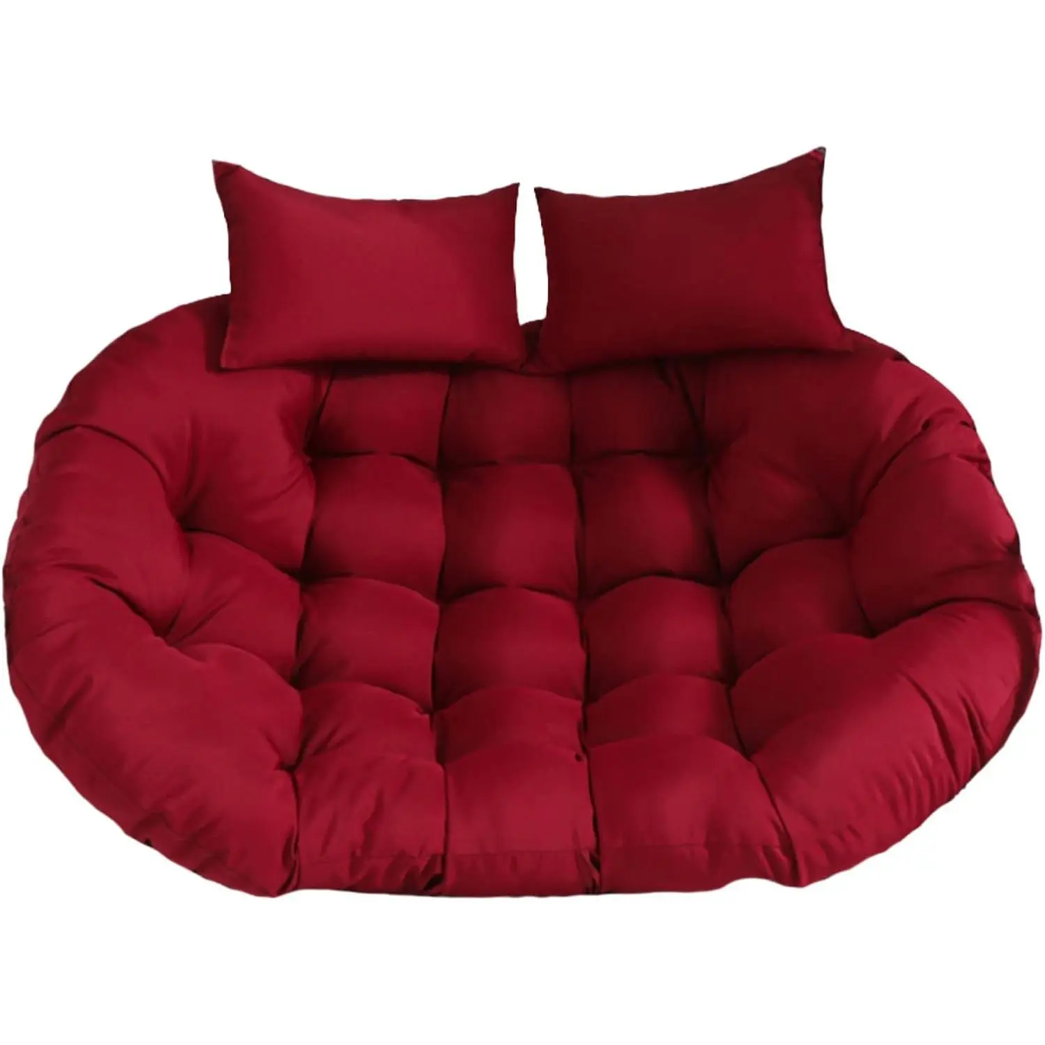 Outdoor Double Egg Chair Cushion, 59 x 39 Inch, Red | Thickened 6.3Inch,  & Anti-UV, 2 Detachable Pillows, -Weather, for 2-Seater  Basket Swing Chair