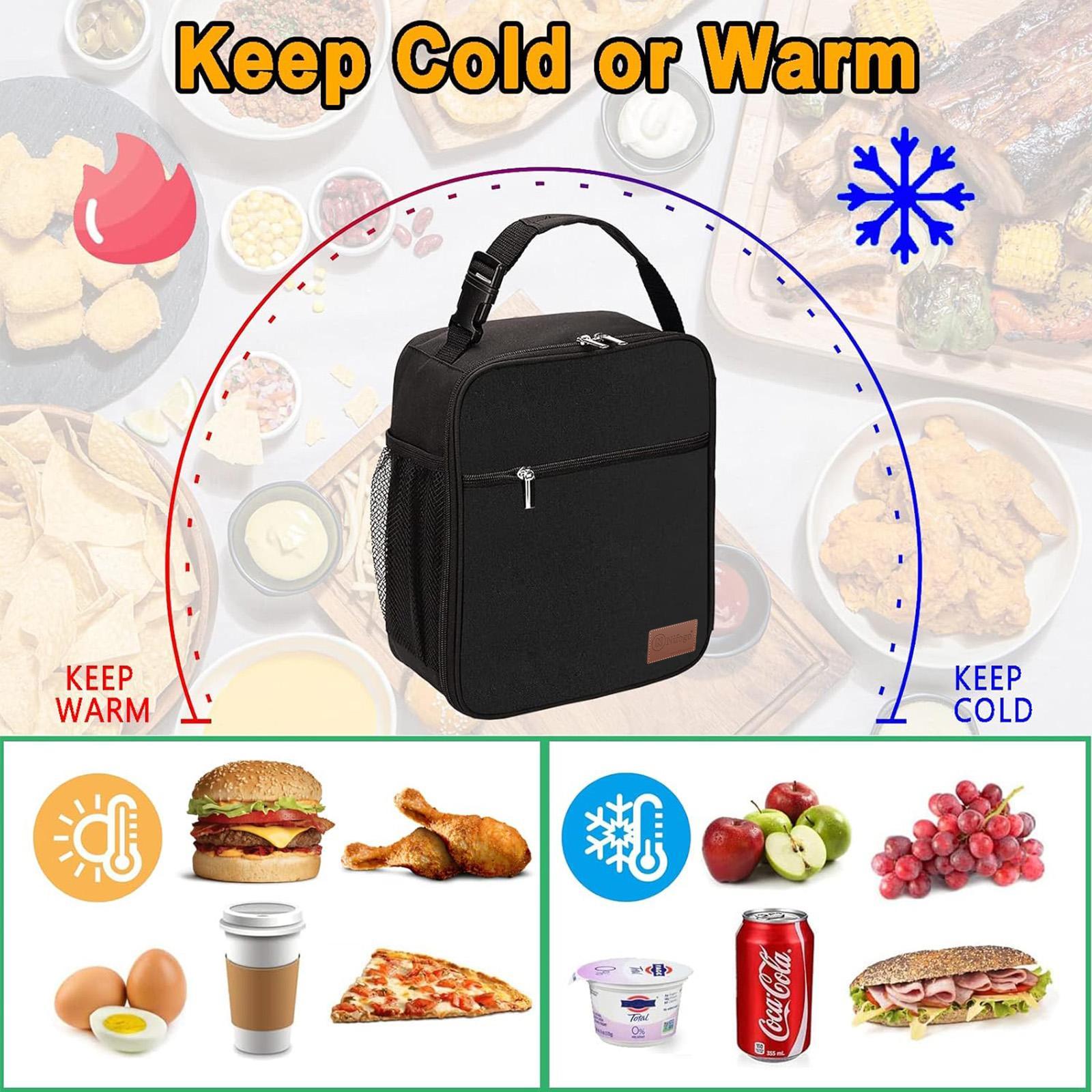 Black Small Flip Cover Lunch Bag Reusable Portable Lightweight Thermal Insulated Lunch Tote Bag For Men Women Adults Office Work Picnic Travel Daily Commute Food Storage Bag