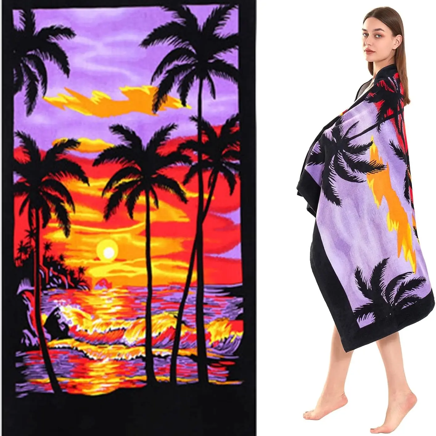 Extra Large Pure Cotton Beach Towel, Extra Big 40x70 Inches Thick Pool Towel, Highly Absorbent, Quick Drying Towel, Super Soft Fluffy Beach Towel, Unisex Adult Use