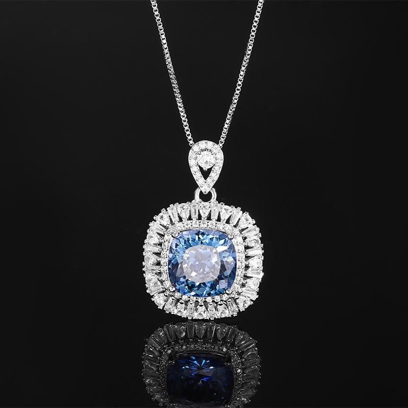 Vintage Simulated Gemstone Blue Oval Cut Jewelry Set for Women Ring Earrings  Necklace     Single Row Halo CZ    Luxury Fashion Accessories Gifts for Women