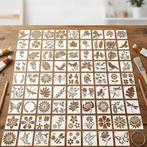 80 Pcs Botanical Stencils Set, 80 Pack Reusable Painting Stencils, DIY Craft Stencil Set in Multiple Sizes, Plastic Templates for Drawing on Wood, Fabric, Canvas, Wall, Scrapbooking, Art & Home Decor