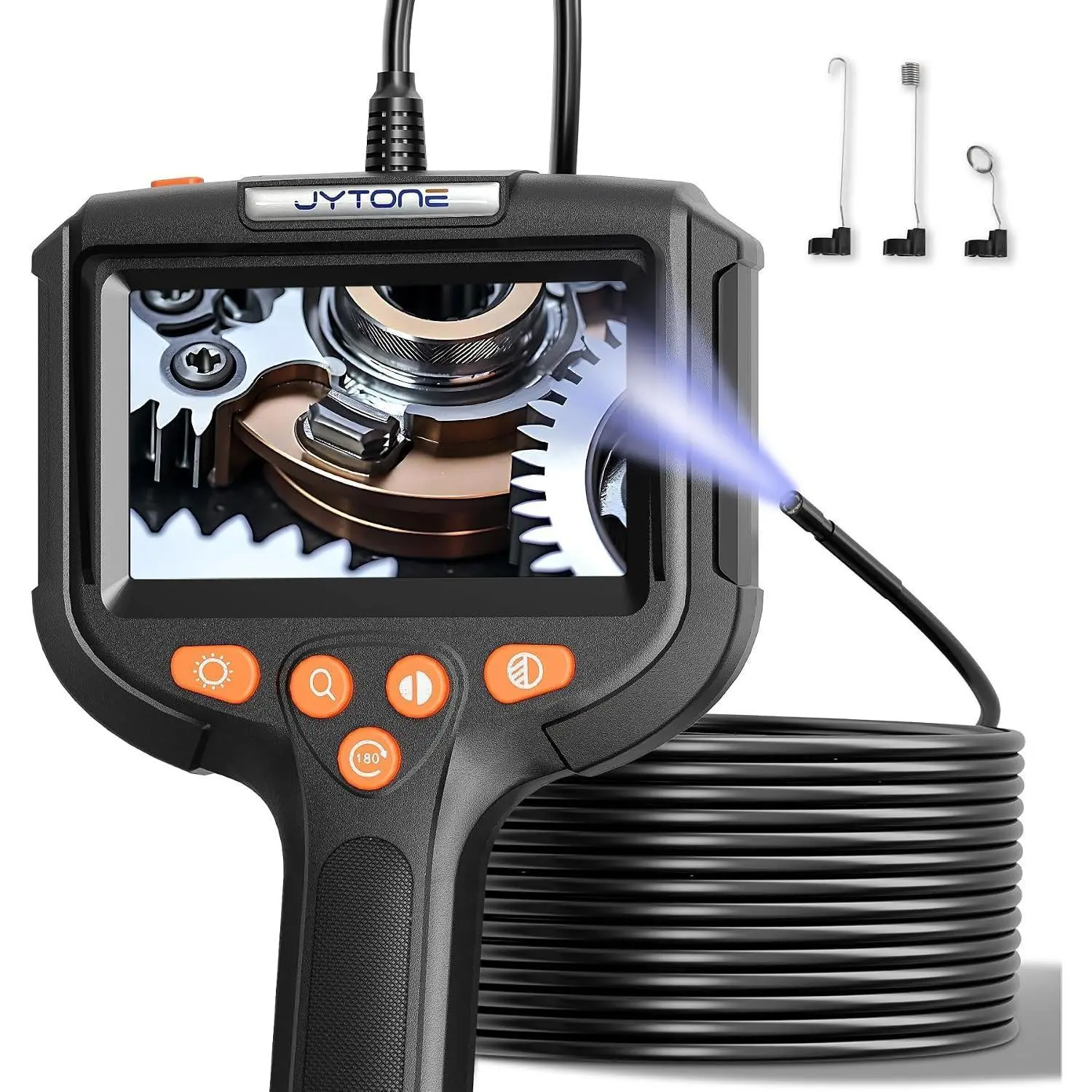 Endoscope Camera with Light, 5.5mm Waterproof Borescope with 4.3" HD Screen, 16.5ft Semi-Rigid Cable for Automotive, Plumbing, Pipe Inspection
