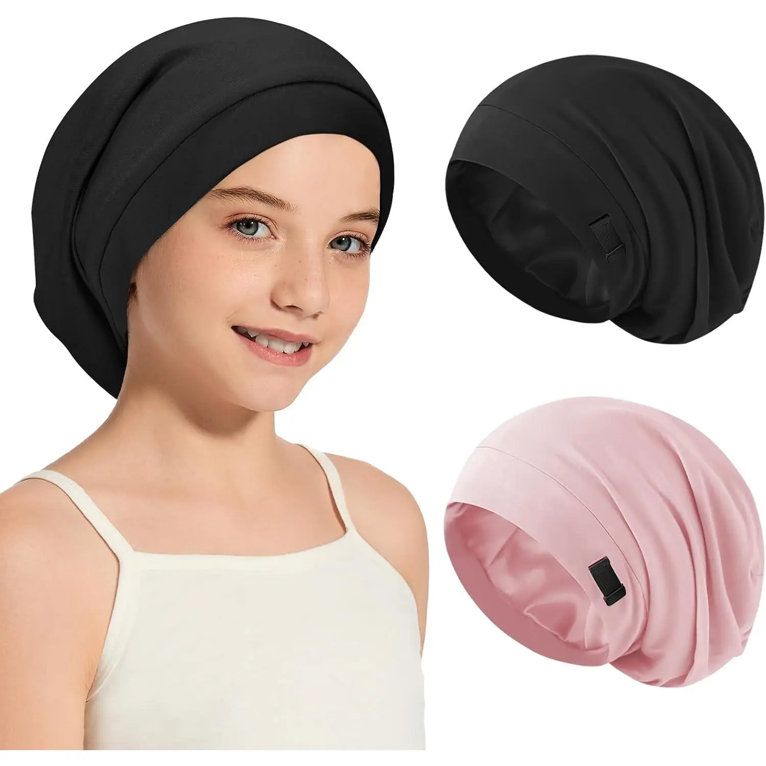 Kids Adjustable Double-Layer Sleep Bonnet for Girls and Boys - Slouchy Beanie Hat for Curly HairGift