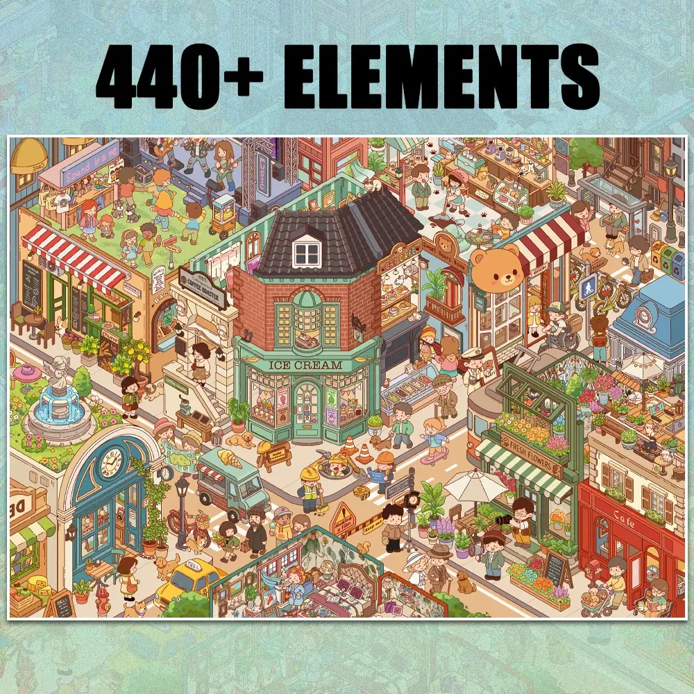 Cartoon European Street Scene Sticker Set – 440+ ELements Layered Collage Diorama Stickers for Stacking Buildings, Cobblestone Alleys, and Cute Shopfronts, Endless Mix-and-Match Scenery Fun