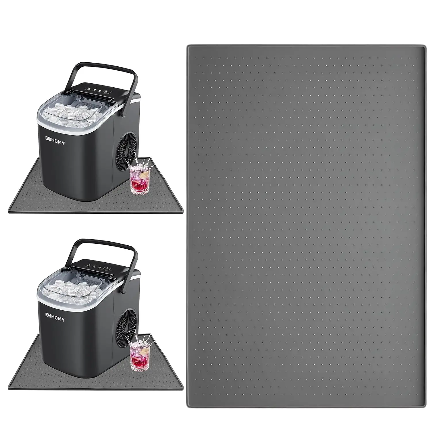 2 count  Ice Makers Countertop Mat  with Raised  Prevents Liquid Spillage, Ice Machine Countertop Mat with Non-Slip Raised Dots, 19“x12”(Only Mat Not Include Ice Maker)