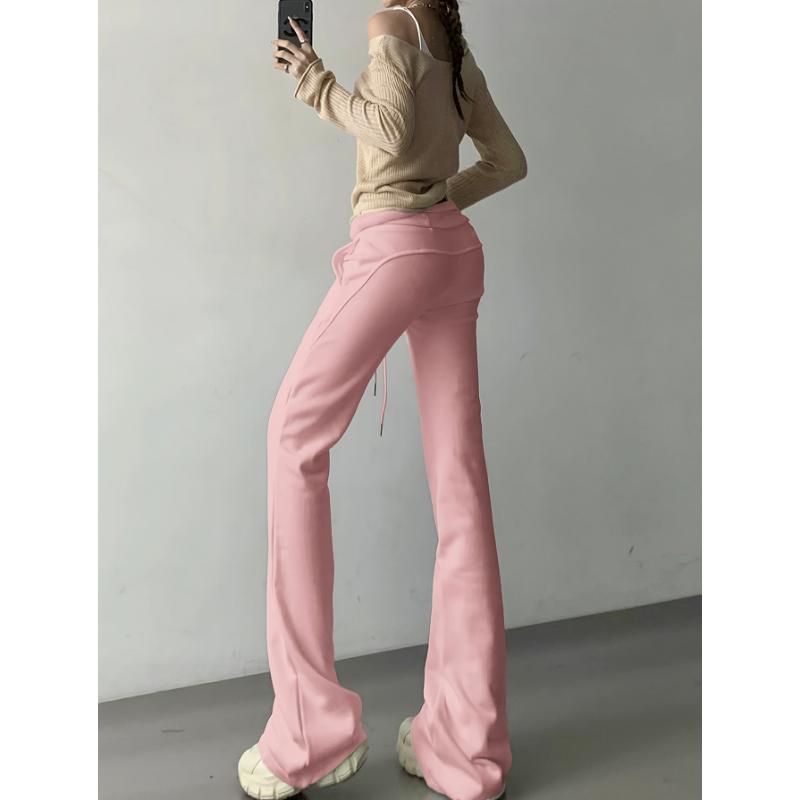 Drawstring Flare Leg Pants, Casual Forbidden Pants For Spring & Summer, Women's Clothing