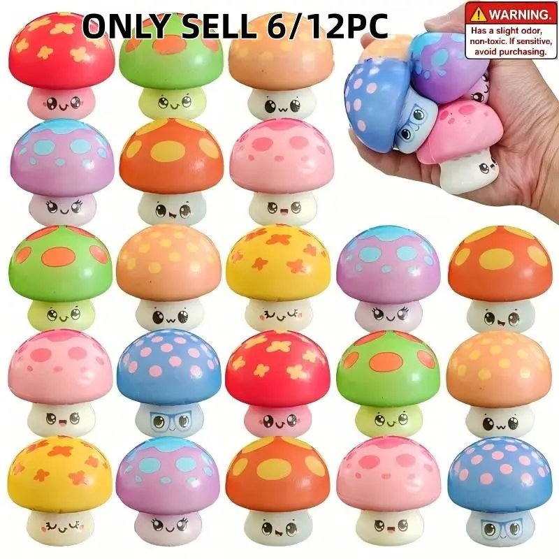 Colorful Cute Mushroom Squeeze Toy, Soft Slow Rebound, Fun Stress Relief, Party Gift, Classroom Reward, Holiday Filler Gift, Squishy Squeeze Fidget