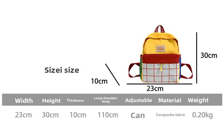 Kindergarten children's backpack, stylish baby color-blocking canvas backpack, lightweight backpack for boys and girls aged 3-6 years old