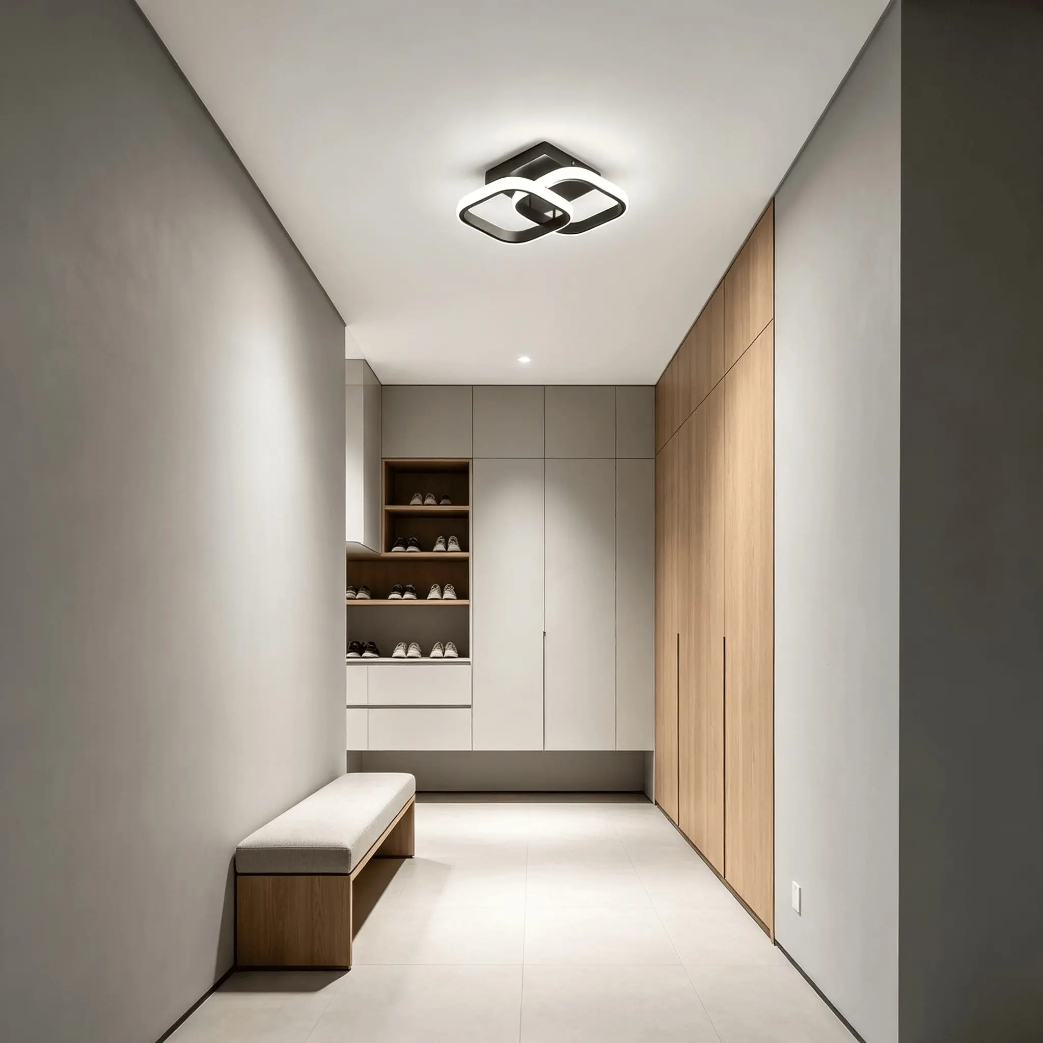 Hollow Square LED Ceiling Light, Smart Three-Tone Dimmable Decorative Lighting, Hallway, Staircase, Balcony, Indoor Lighting