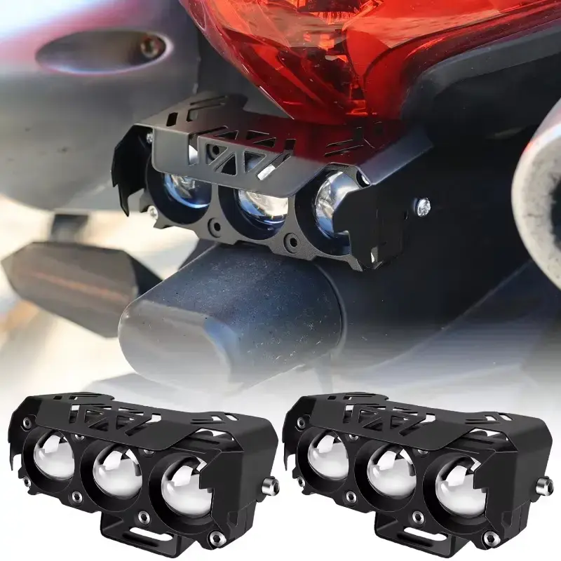 3 Lens Motorcycle LED Spot Light Dual Color Super Bright Hi/Low Beam Fog Lamps for Car Trucks SUV UTV 12V 24VMini Lens Headlight Driving Light