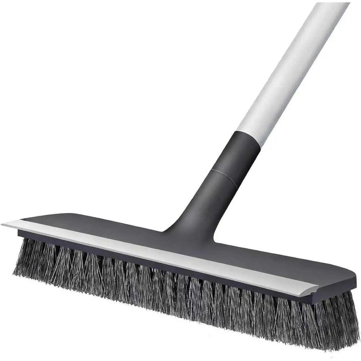 Floor Scrub Brush with Long Handle - Adjustable Handle 2 in 1 Scrape and Heavy-Duty Stiff Bristle Floor  Brush for Cleaning Bathroom, Kitchen Patio Tile Garage and Deck