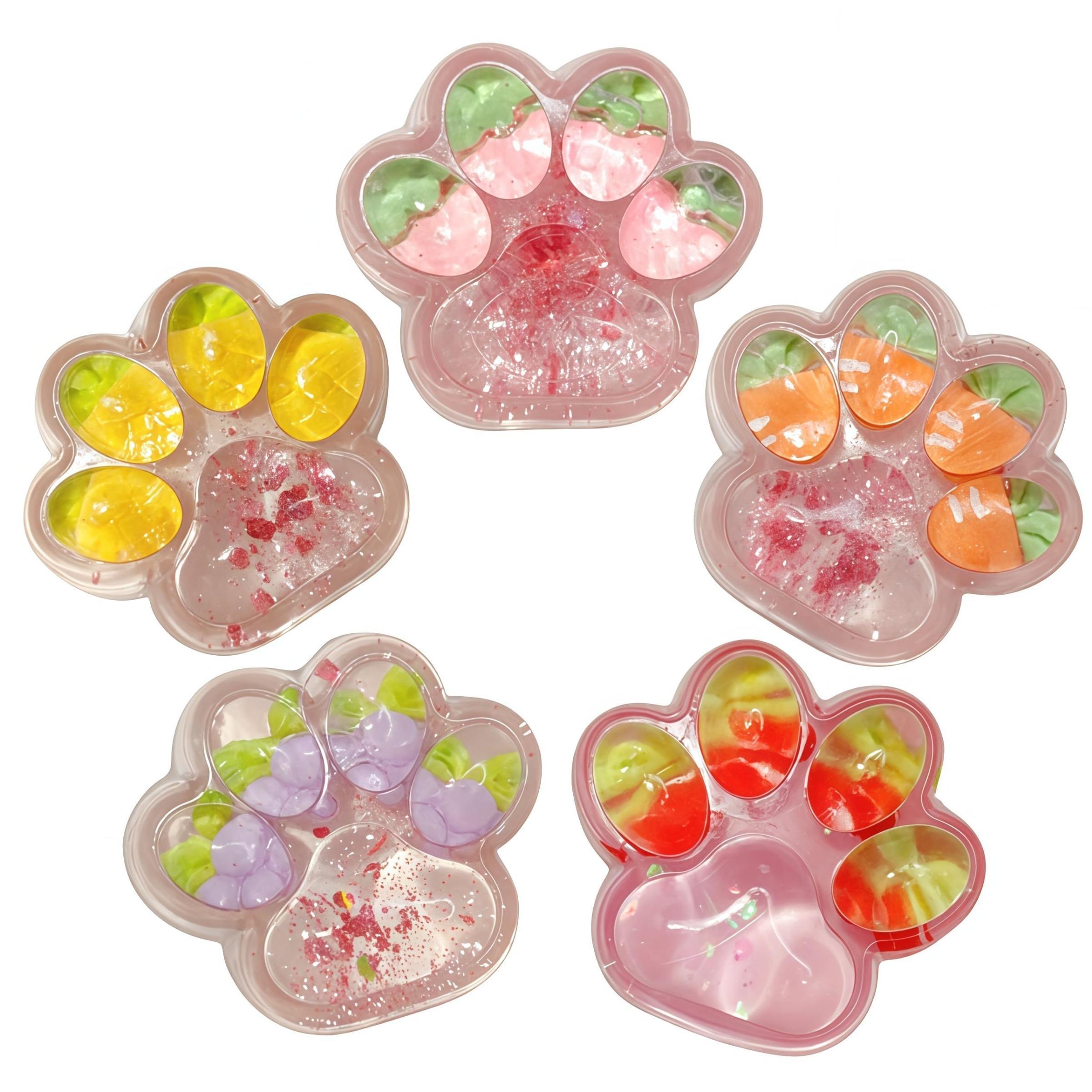 Cat Paw Design Squishy Toy, 1 Count Transparent Fruit-themed Cat Paw Squeeze Toy, Cute Sensory Toy for Adults & Teens