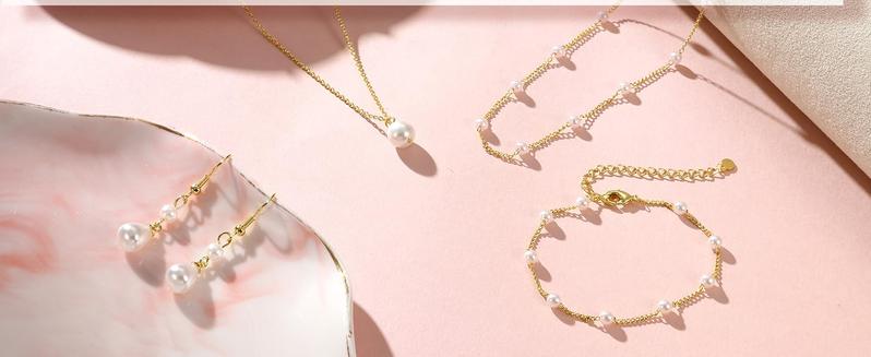 YADOCA Gold Jewelry Set for Women - 16K Plated Gold Pearl Necklace and Earring Set With Drop Earrings,Charm Layered Necklace,Adjustable Bracelets - Dainty Women's Pearl Jewelry Sets For Wedding Gifts