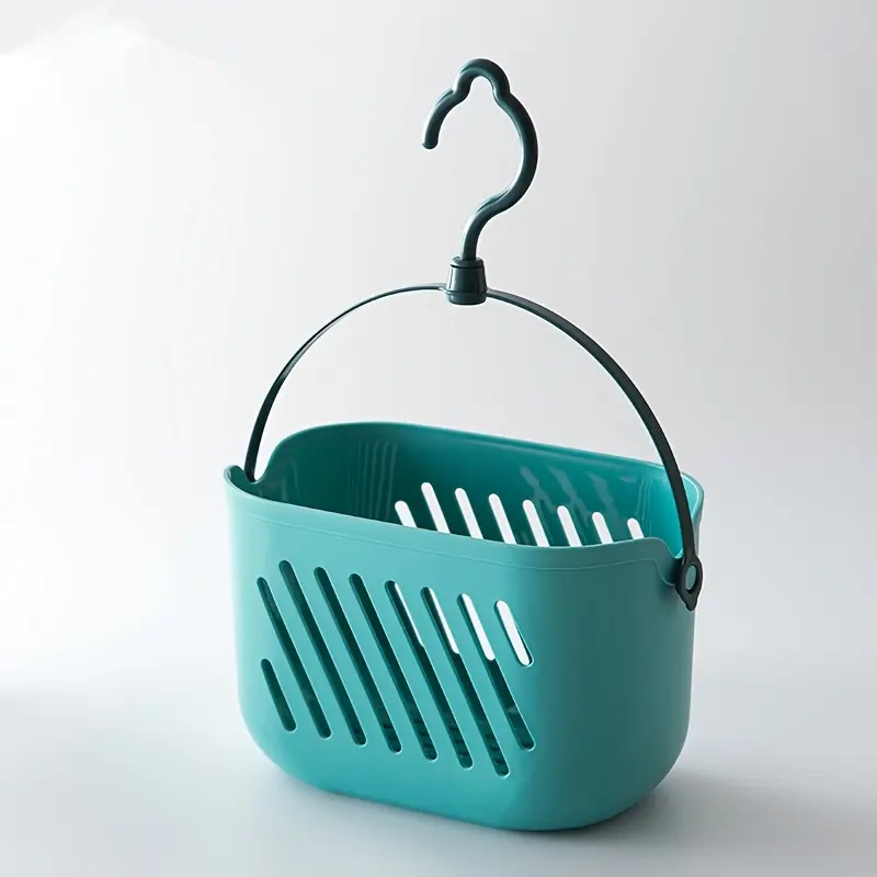 [Hanging Storage Basket] 1-Pack Modern Plastic Hanging Storage Basket with Fast-Draining Hook - Space-Saving Shower Caddy Suitable for Bathroom, Kitchen, Dorm & Pantry Organizer - Multi-Purpose Hanging Shelf with Hanging Hook (Blue, White, Pink, Gray), Sh
