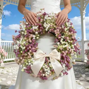 1pcs Artificial Greenery Wreath, French Romantic Starry Sky Wreath with Butterflies, Wedding, Outdoor, Hotel Decor, Business Gift, Festival Decoration, Festive Decoration