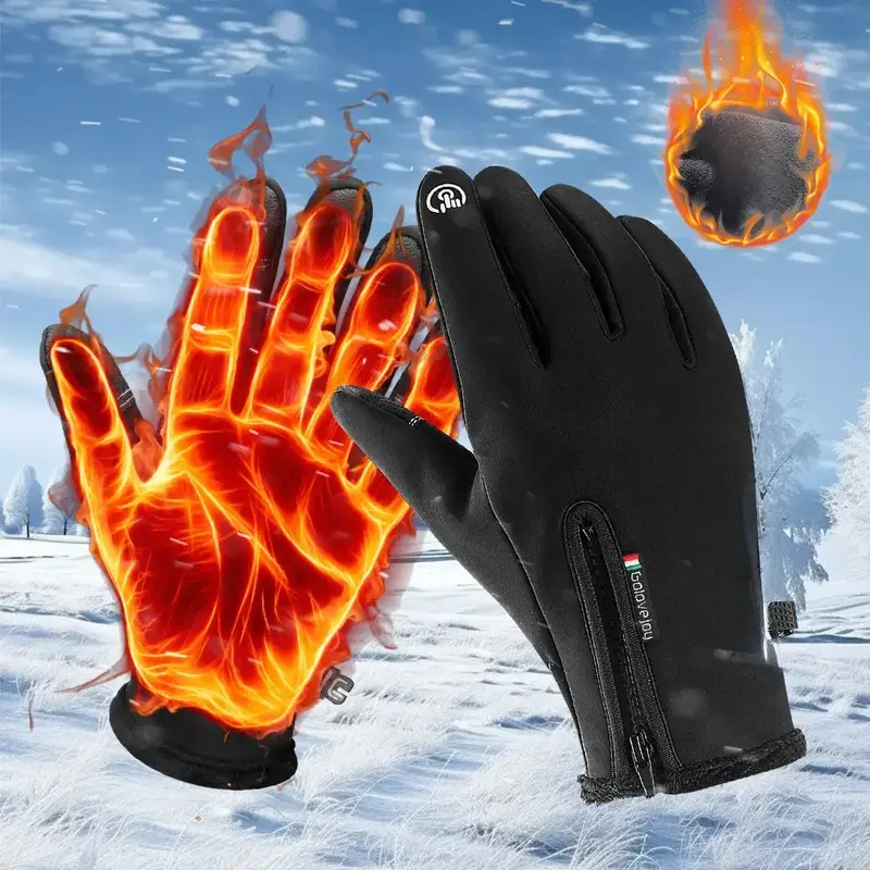 Thermal Outdoor Winter Gloves, Touchscreen and Windproof Full-Finger Gloves for Sports, Travel, and Daily Activities Mittens Men Women