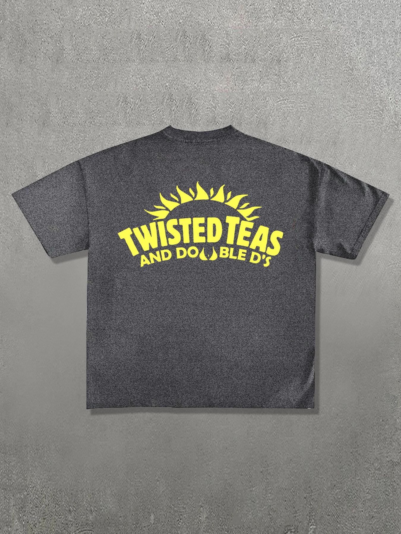 Unisex Men's Letter & Sun Print Drop Shoulder Crew Neck Tee, Loose Street Fashion Casual Soft Comfy Short Sleeve Round Neck T-Shirt for Summer, Menswear, Men's top for Daily Wear, Casual Comfy Streetwear, Casual Style Tee