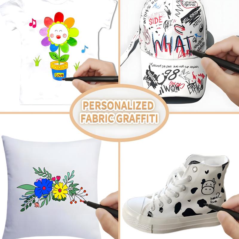 Fabric Markers Permanent For Clothes, 24 Colors Fabric Pens - Waterproof & Machine Washable, No Bleed Pens for T-Shirt, Canvas Shoes, Bags, Pillowcase, Fine Tip Clothing Markers for Laundry Marker, Drawing Markers