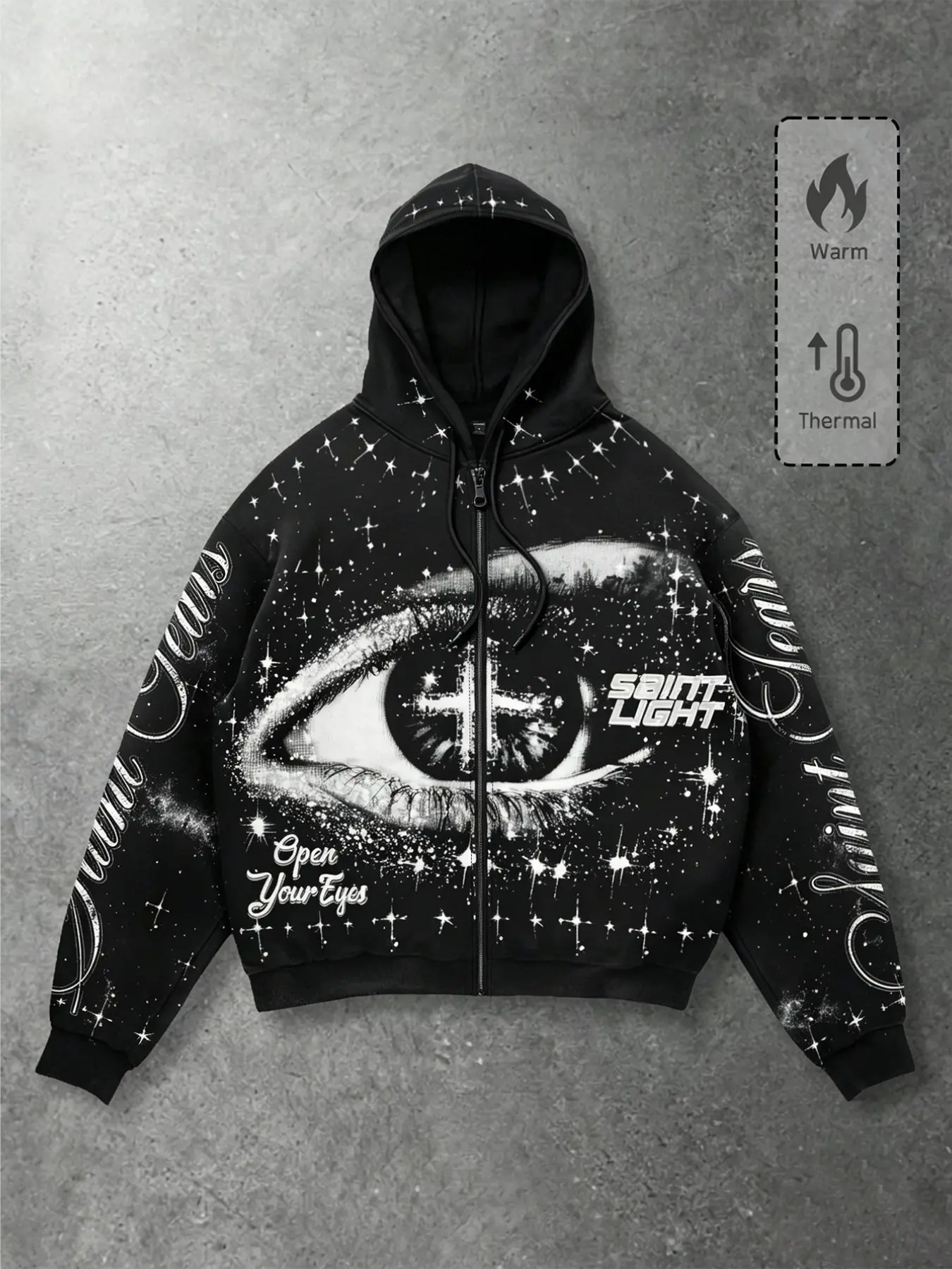Men's Street Style Hooded Sweatshirt, Vintage Wash Short Sleeve Zipper Jacket, Loose-Fit Print Design, Trendy Fashion Outerwear, Casual