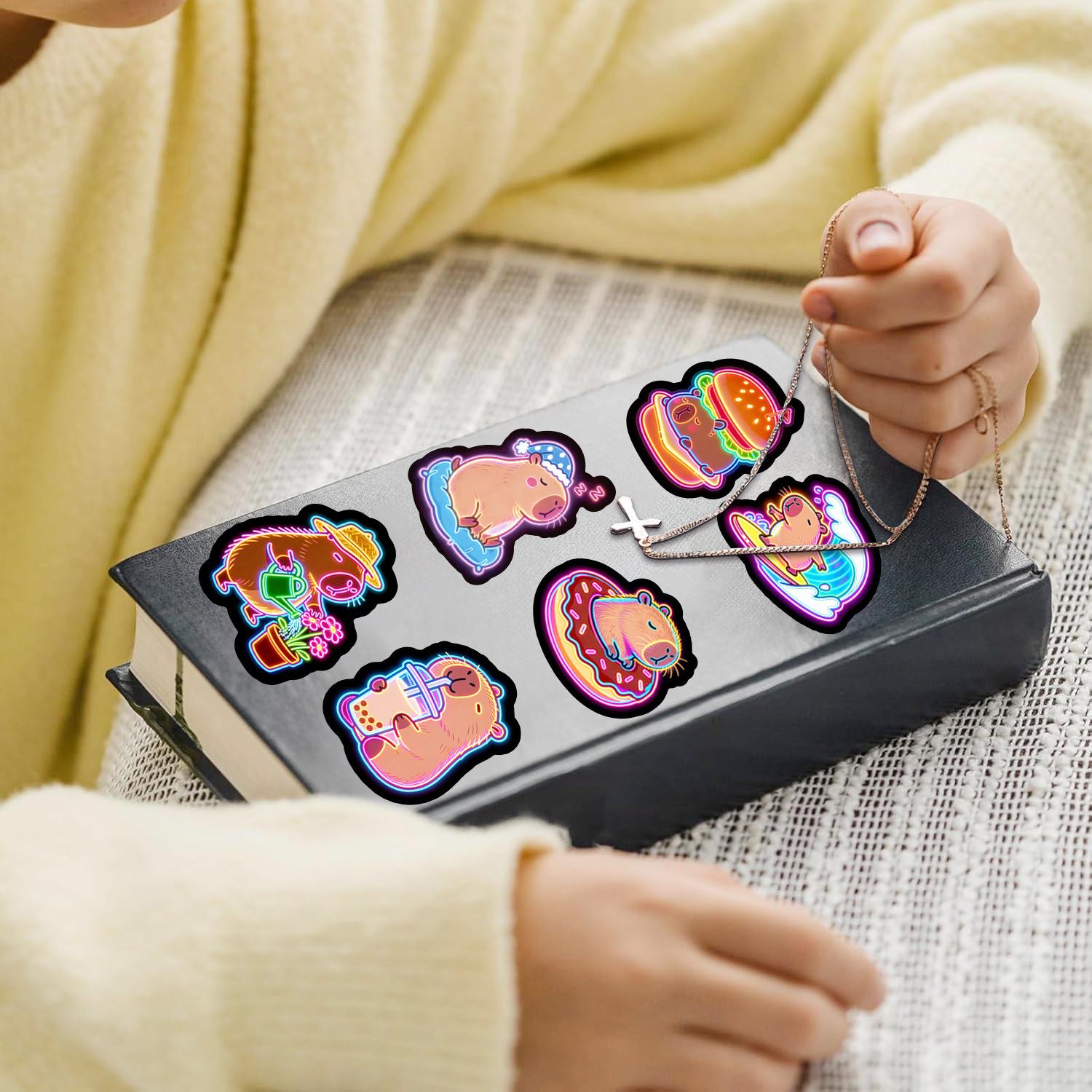 60 PCS Aesthetic Neon Capybara Stickers Pack, Waterproof Funny Animal Decals for Skateboard Luggage Journal Planner, Kawaii Capybara Stuff Gifts Capybara pull up!🚗✨ Decorating my hydro flask with these aesthetic neon capybaras!