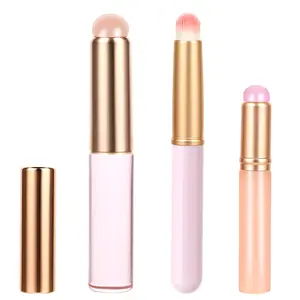 3 Pcs Reusable Silicone Round Head Lip Makeup Brush Applicator with Cover Multifunctional Beauty Tool for Lipstick Lip Gloss Balm Mask Concealer Eyeshadow