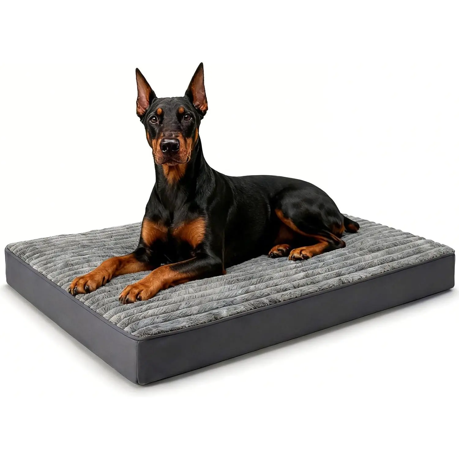 Bed  Sized Dogs,  Flannel XXL  Bed with Removable Washable Cover,  Indestructible Big Dogs Beds with Anti-Slip Bottom, Egg Crate Memory  Pad, "x29"x4", Grey