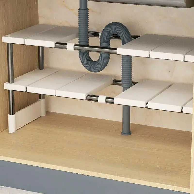 Expandable Under Sink Organizer, Multi-Layer Adjustable Cabinet Storage Shelf, Space-Saving Kitchen Storage Solution, Durable & Easy to Install