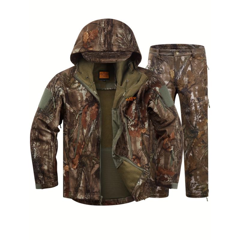 Hunting Clothes Men, Quiet Camo Hunting Jacket And Pants, Water Resistant Hunting Suit Deer Duck Bow Hunting