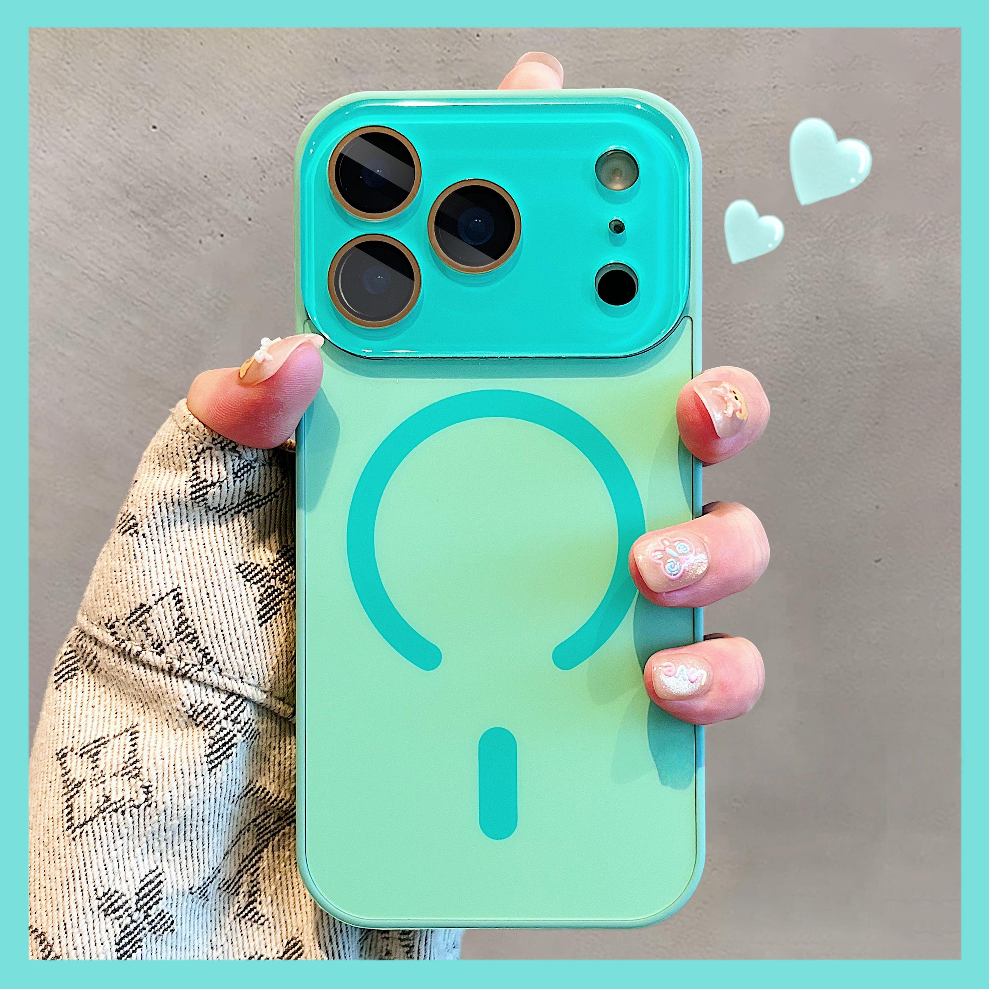Solid colour large window magnetic phone case for iPhone 17 Pro MAX 13 14 15 16 Pro MAX shockproof back cover