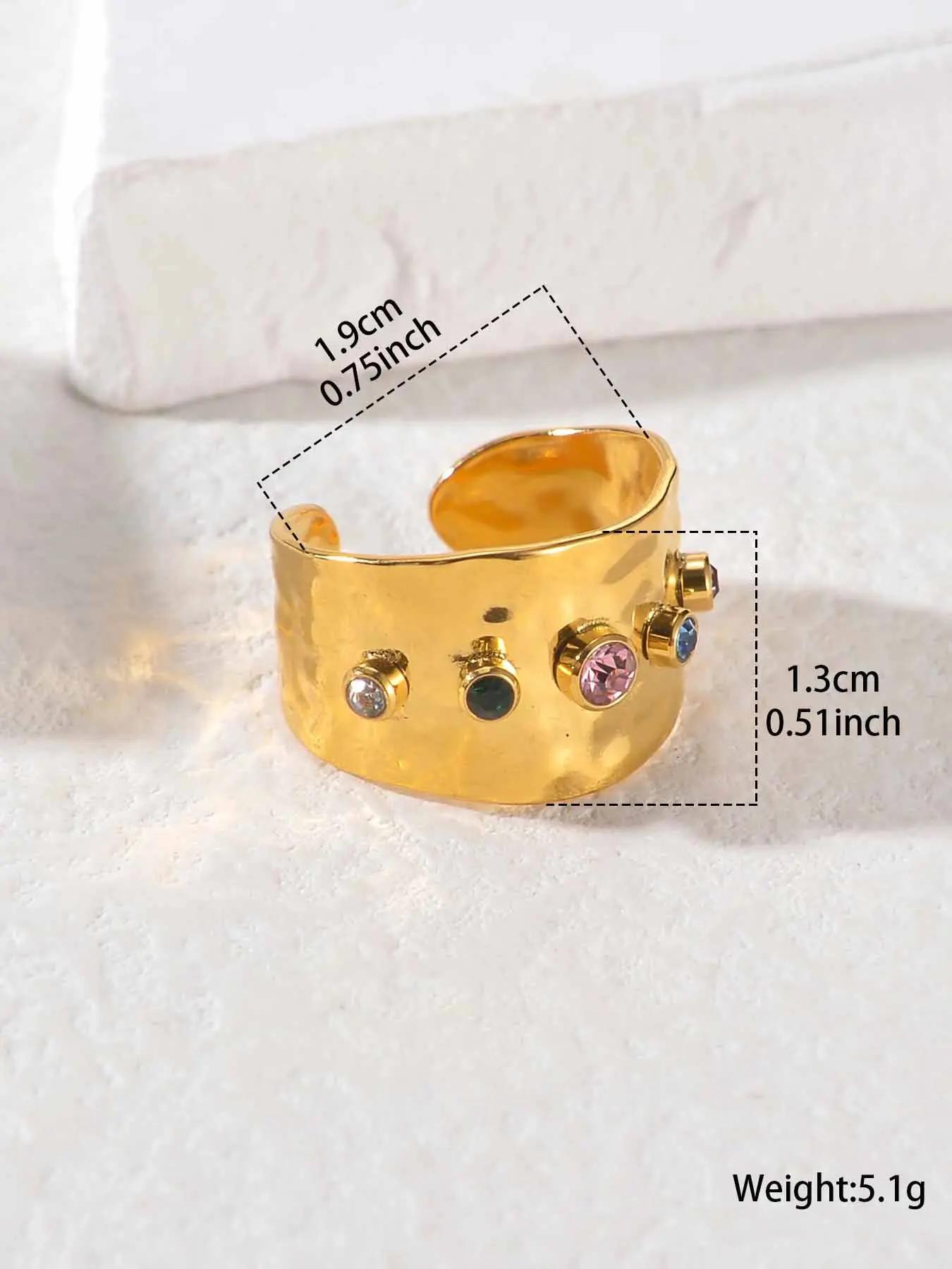 Vintage Wide Band Statement Ring with Cubic Zirconia Inlaid, Sparkling Zircon Inlay, Adjustable Open Ring for Women & Girls, Fashion Jewelry for Party, Daily Decor, Exquisite Jewelry for Birthday Gift, Rings for Women