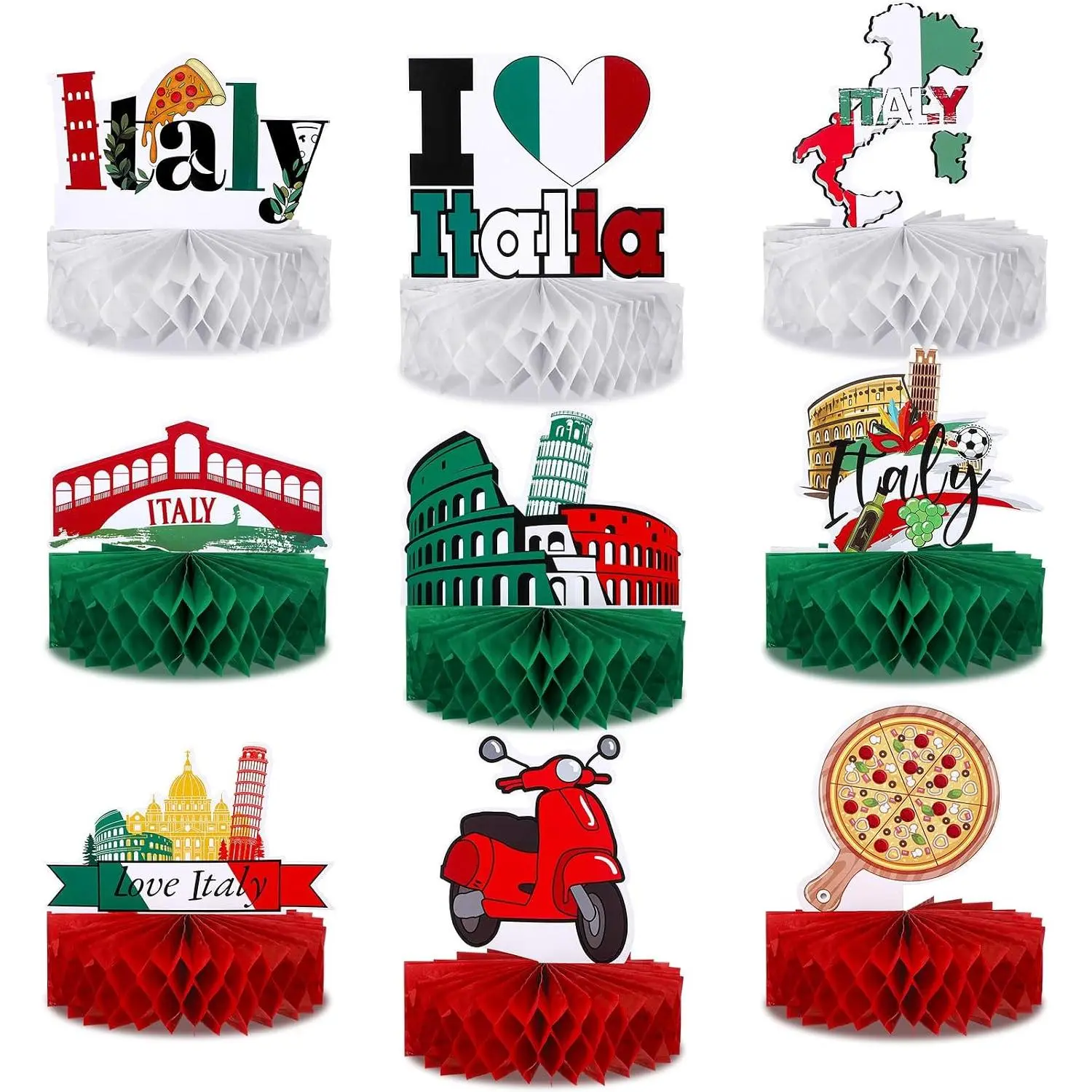 9 count  Party Decorations Theme  Centerpieces for Table I Love  Birthday Party Decorations Photo Booth Props for Republic Day Supplies Italian