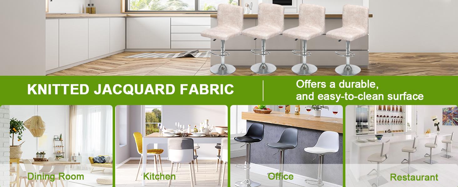 NILUOH Bar Stool Covers Set of 2, Faux Leather Looking Stretch Bar Stool Chair Cover Slipcovers, Counter Stool Bar Chair Covers for Kitchen Pub Dining Room Retro Style Home Deco - Beige Pink