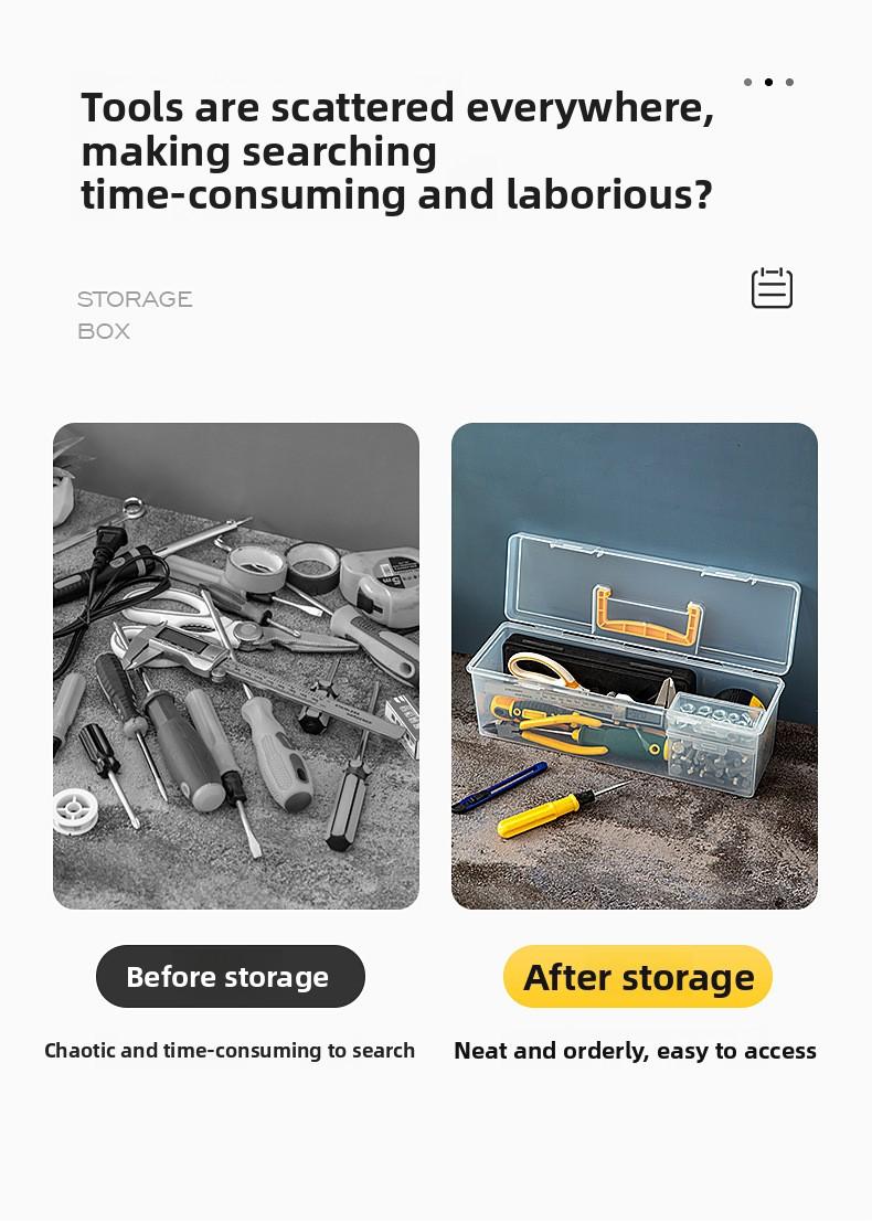 Multi-Function Household Hardware Tool Box - Transparent Handheld Storage Case with Adjustable Compartments for Wrench, Screws, Accessories, and Parts Organization