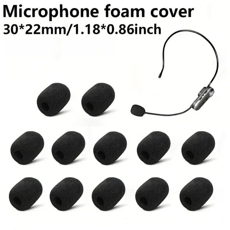 12 Pcs Microphone Foam Covers with Transparent Storage Box, Windscreen for Various Headsets, Noise Reduction Mini Foam Guards
