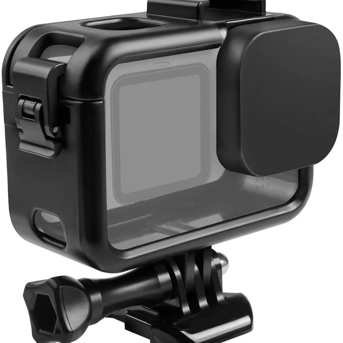 Mounting bracket for action cameras, side-hole shock-resistant protective frame, cold shoe