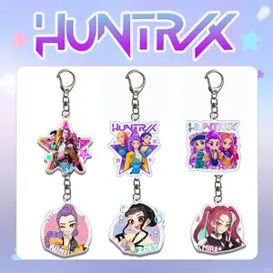 6-Piece Huntrix Acrylic Keychain Set, Rummi/mira/zoey Double-Sided Print, Fade-Resistant Transparent Pendant, Anime K-Pop Fan Backpack Accessory