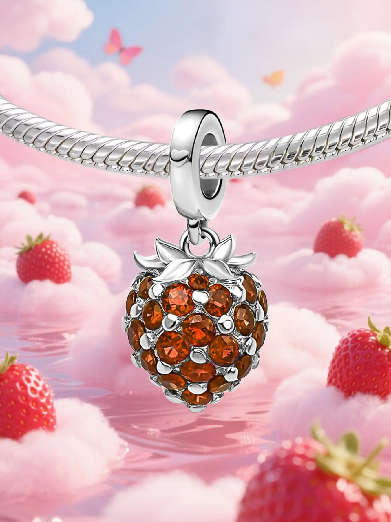 Mother's Day Gift Silver Color Flower Butterfly Bee Fruit Food Bead Pendant, DIY Jewelry Making Supplies for Women Girls, Mother's Day Valentine's Gift, Cute Butterfly Charm, Beads Charms Accessories, Charm Accessory