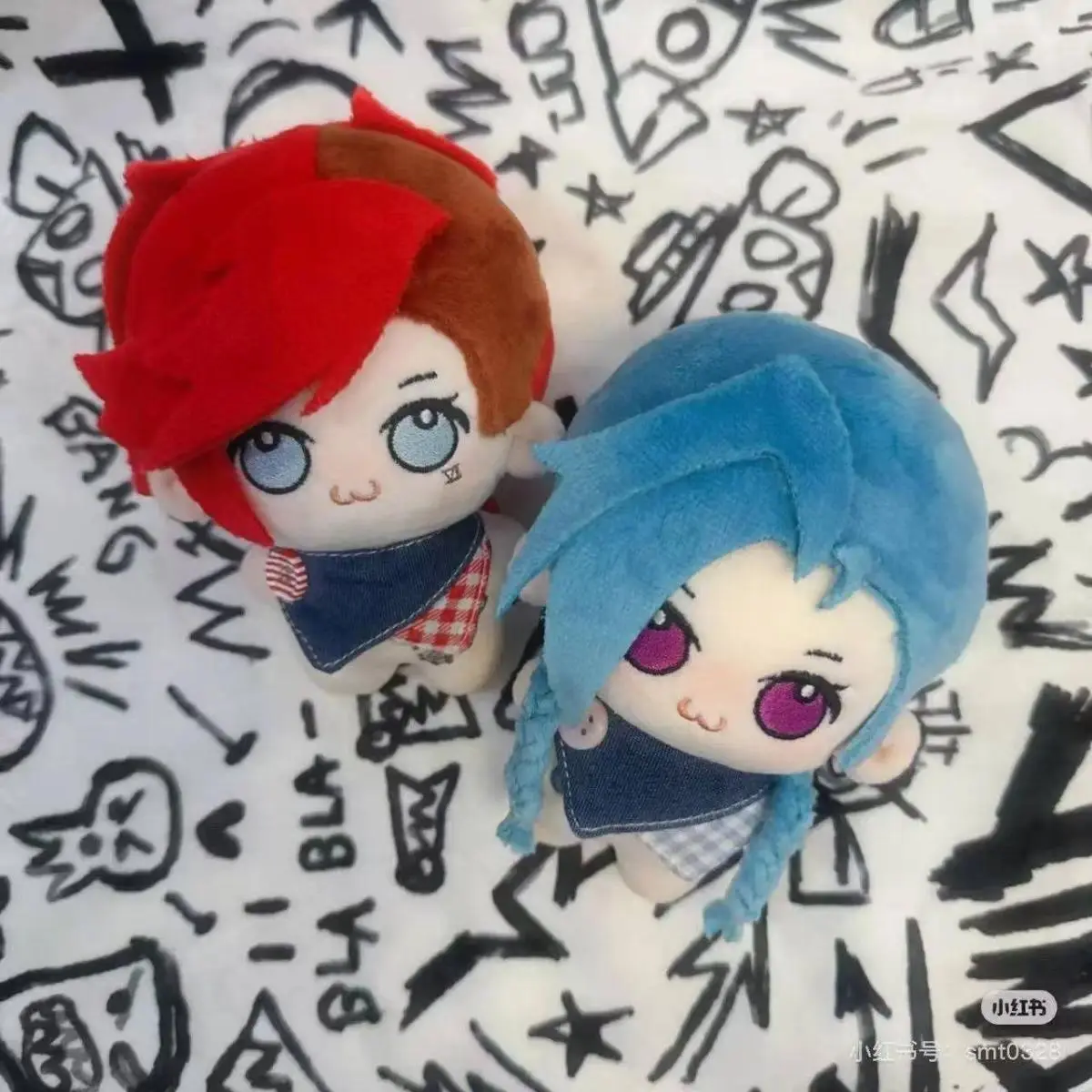 10cm Stuffed Jinx Vi Plushie Toys Game Jinx Vi Plush Dolls Backpack Decorative Pendants Keychain Birthday Xmas Gift